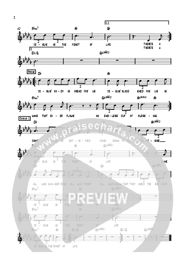 Feast Of Life Lead Sheet (Evan Shelton)