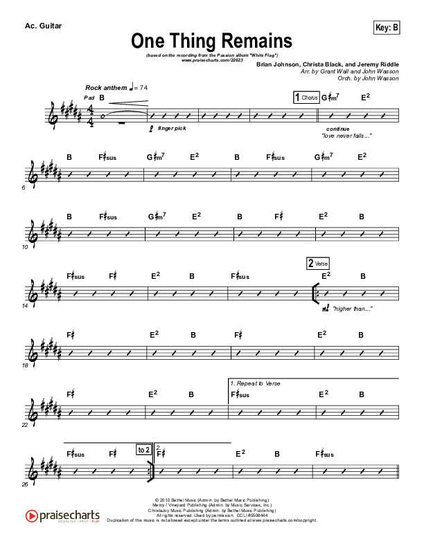 One Thing Remains Acoustic Guitar (Kristian Stanfill / Passion)