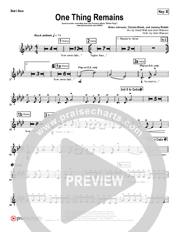 One Thing Remains Bari Sax (Kristian Stanfill / Passion)