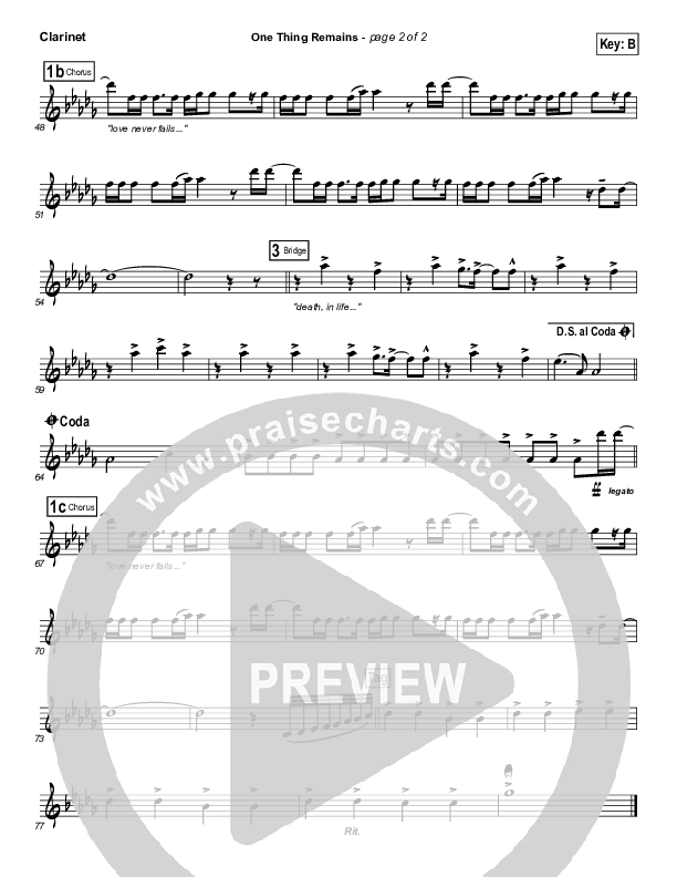 One Thing Remains Clarinet (Kristian Stanfill / Passion)