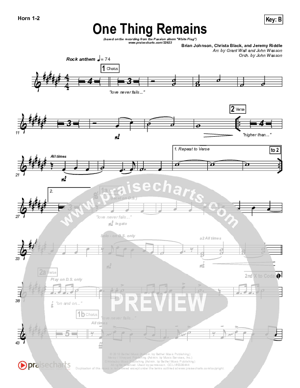 One Thing Remains French Horn 1/2 (Kristian Stanfill / Passion)