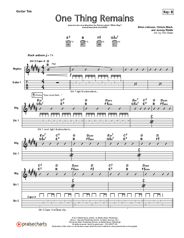 One Thing Remains Guitar Tab (Kristian Stanfill / Passion)