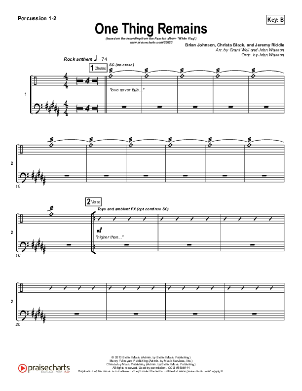 One Thing Remains Percussion (Kristian Stanfill / Passion)