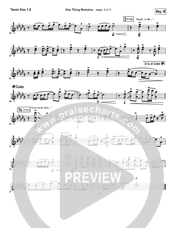 One Thing Remains Tenor Sax 1/2 (Kristian Stanfill / Passion)