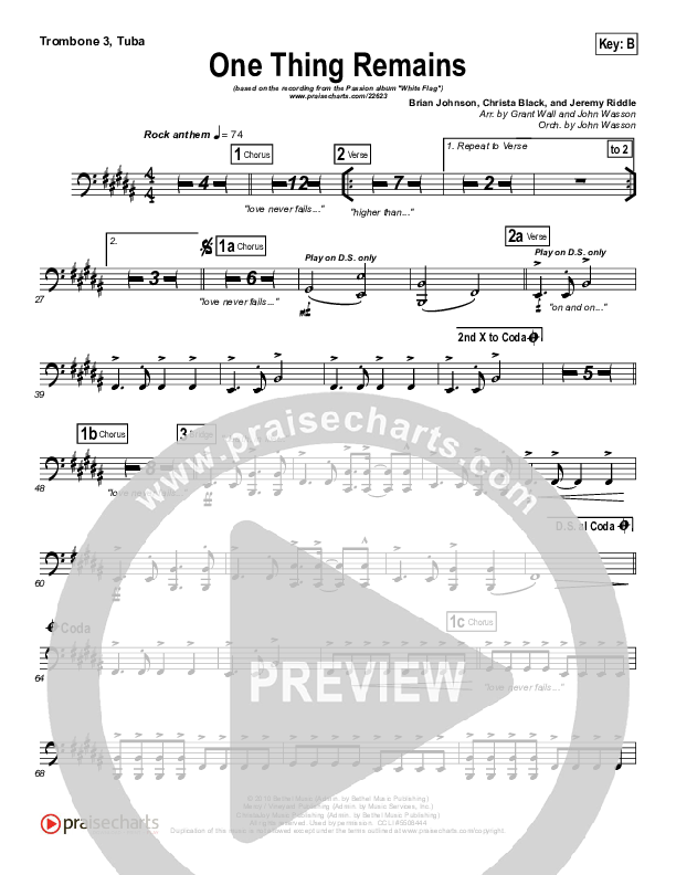 One Thing Remains Trombone 3/Tuba (Kristian Stanfill / Passion)