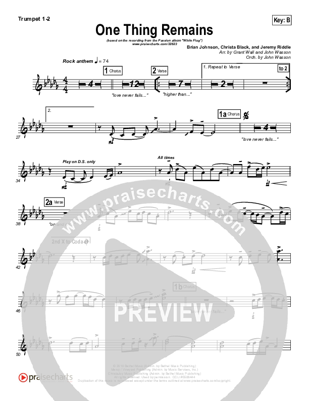 One Thing Remains Trumpet 1,2 (Kristian Stanfill / Passion)