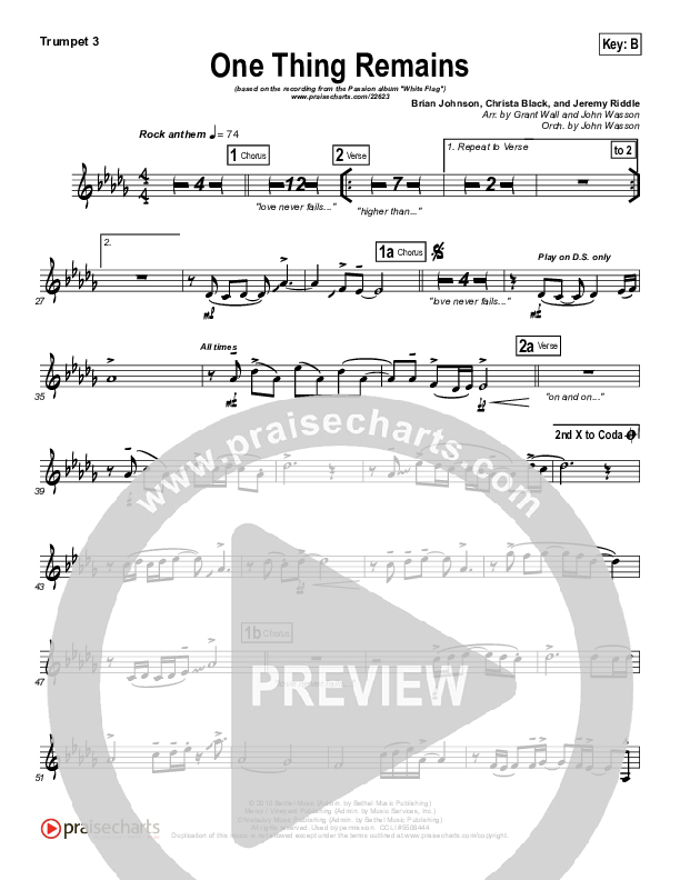 One Thing Remains Trumpet 3 (Kristian Stanfill / Passion)