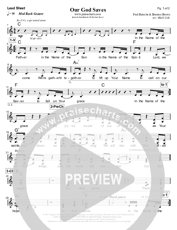 Our God Saves Lead (SAT) (Paul Baloche)