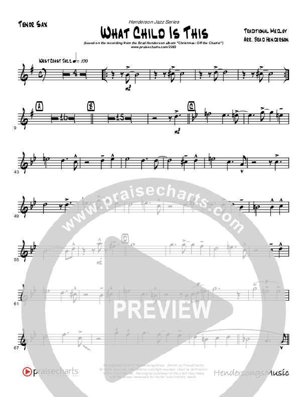 What Child Is This (Instrumental) Tenor Sax 2 (Brad Henderson)