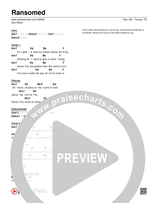 Ransomed Chords & Lyrics (Don Moen)