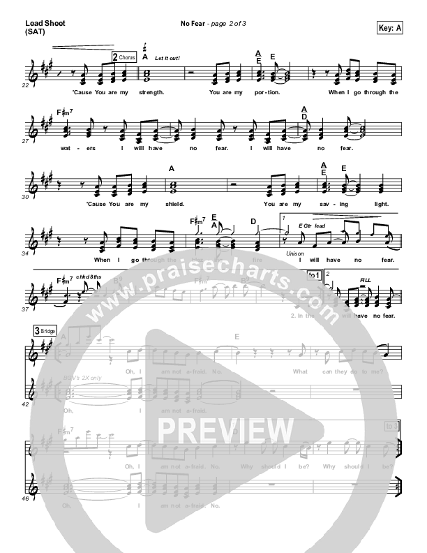 No Fear Lead Sheet (Don Moen)