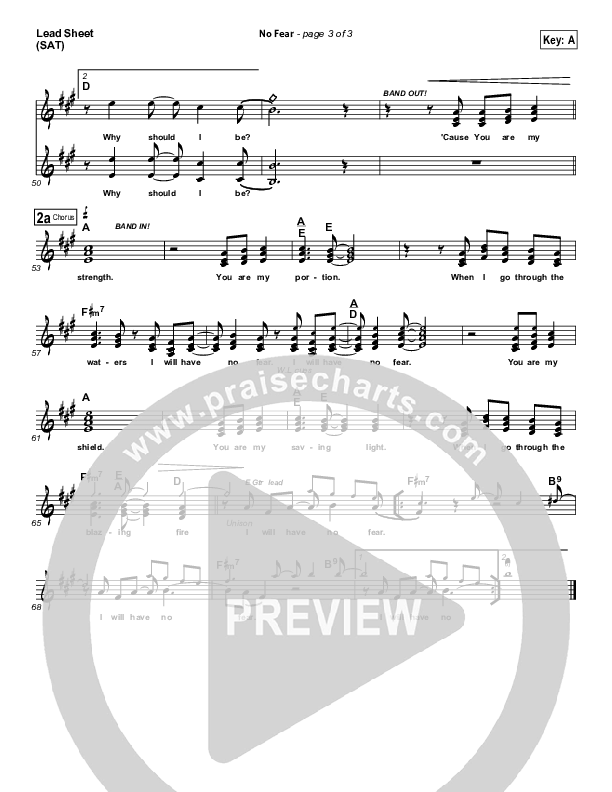 No Fear Lead Sheet (Don Moen)