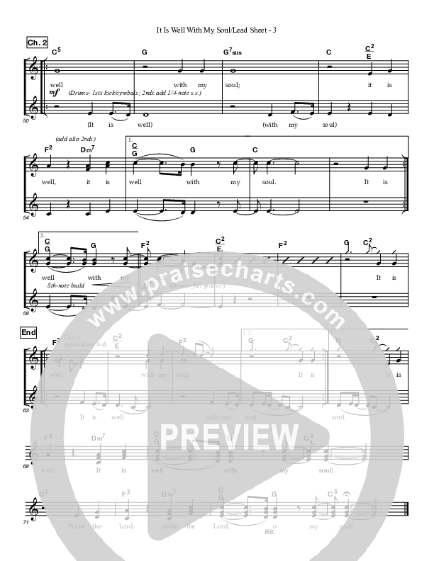 It Is Well With My Soul Lead Sheet (Great Name Worship Project)