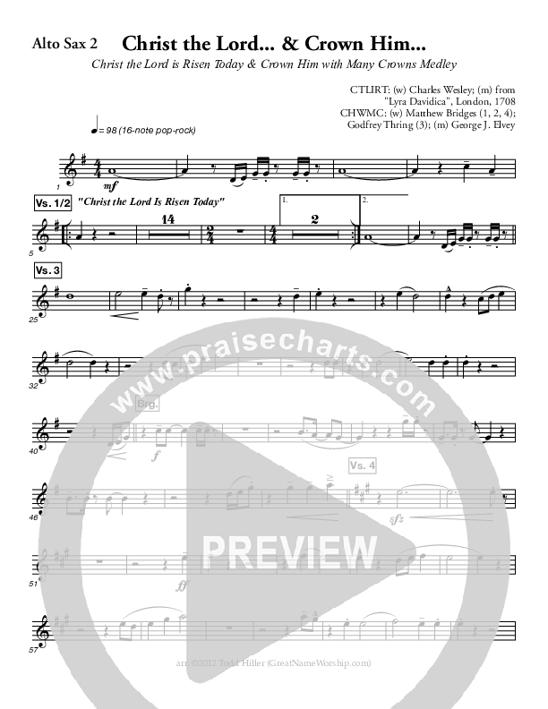 Christ The Lord And Crown Him Medley Alto Sax 1/2 (Great Name Worship Project)