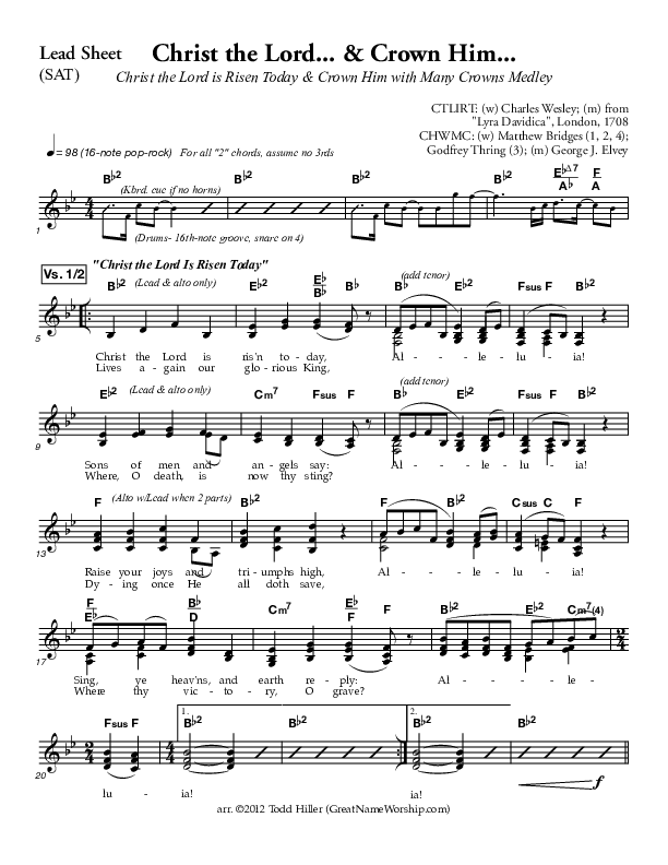 Christ The Lord And Crown Him Medley Lead Sheet (Great Name Worship Project)