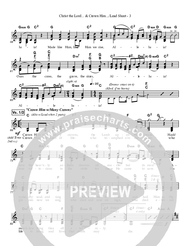Christ The Lord And Crown Him Medley Lead Sheet (SAT) (Great Name Worship Project)