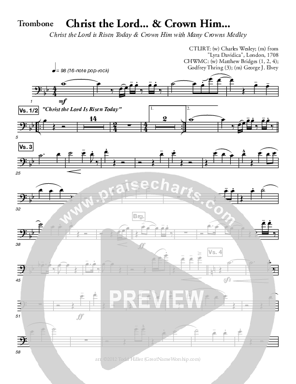 Christ The Lord And Crown Him Medley Trombone (Great Name Worship Project)