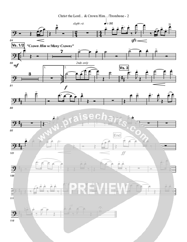 Christ The Lord And Crown Him Medley Trombone (Great Name Worship Project)