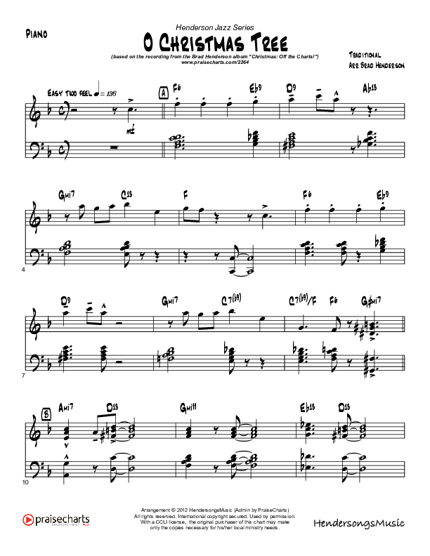 O Christmas Tree (Instrumental) Piano Sheet (Brad Henderson)