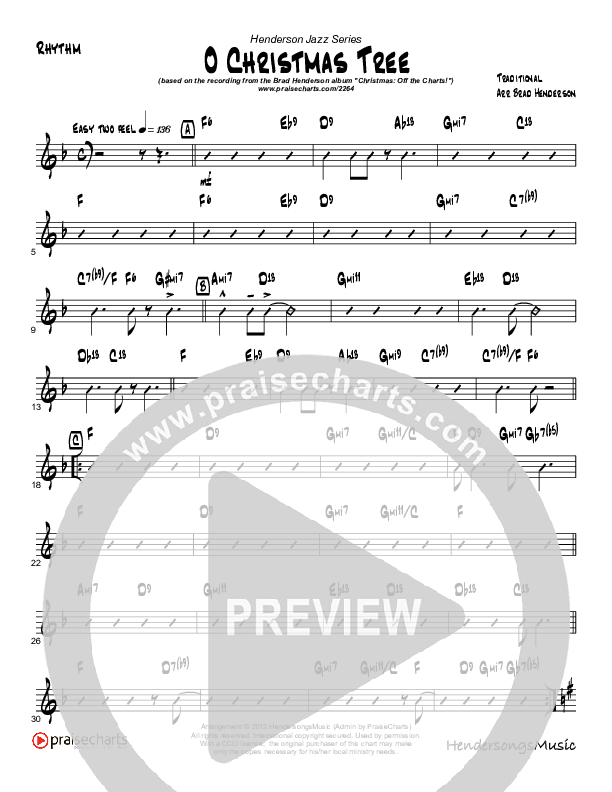 O Christmas Tree (Instrumental) Rhythm Chart (Brad Henderson)