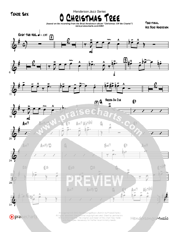 O Christmas Tree (Instrumental) Tenor Sax 2 (Brad Henderson)