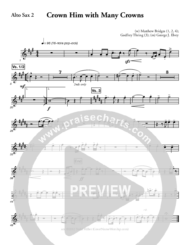 Crown Him With Many Crowns Alto Sax (Great Name Worship Project)