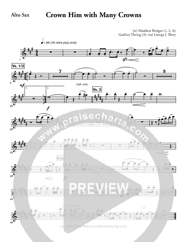 Crown Him With Many Crowns Alto Sax (Great Name Worship Project)