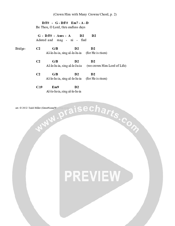 Crown Him With Many Crowns Chord Chart (Great Name Worship Project)