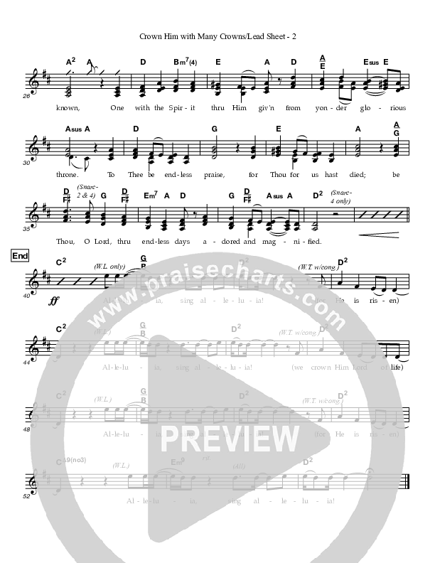 Crown Him With Many Crowns Lead Sheet (Great Name Worship Project)