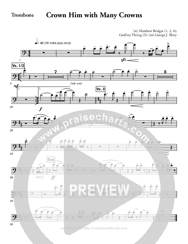 Crown Him With Many Crowns Trombone (Great Name Worship Project)