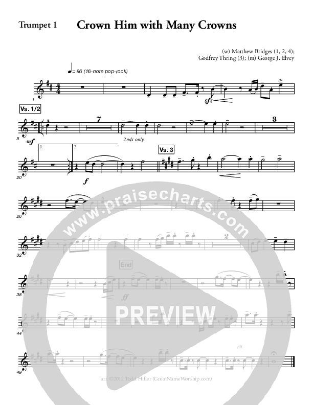 Crown Him With Many Crowns Trumpet 1 (Great Name Worship Project)