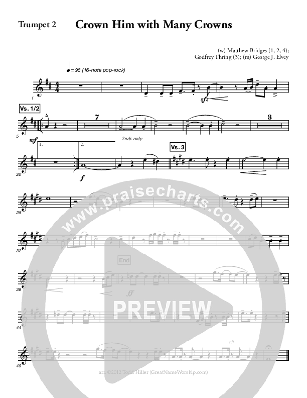 Crown Him With Many Crowns Trumpet 2 (Great Name Worship Project)