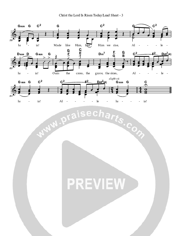 Christ The Lord Is Risen Today Lead Sheet (Great Name Worship Project)
