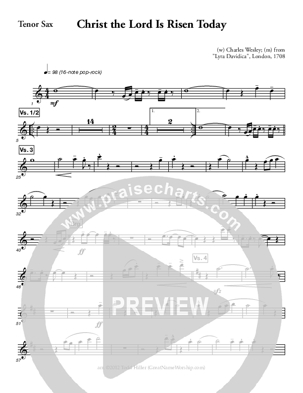 Christ The Lord Is Risen Today Tenor Sax 2 (Great Name Worship Project)