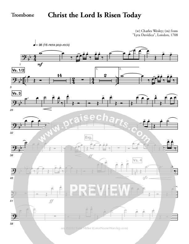 Christ The Lord Is Risen Today Trombone (Great Name Worship Project)