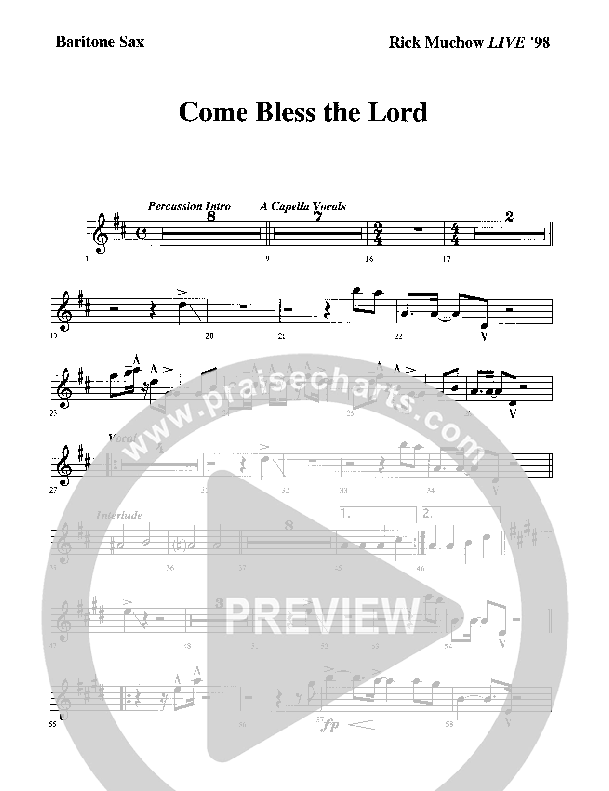 Come Bless The Lord Bari Sax (Rick Muchow)