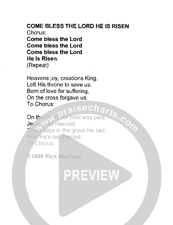 Come Bless The Lord Praise Band (Rick Muchow)