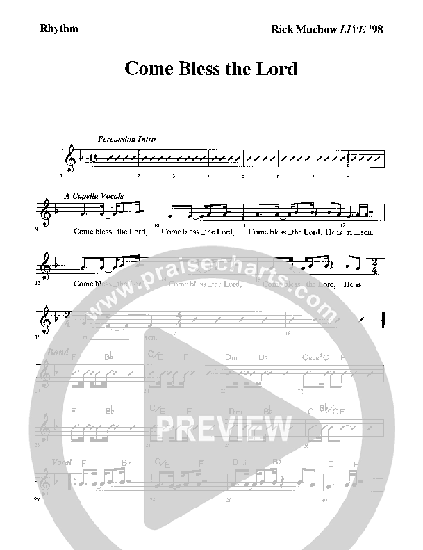 Come Bless The Lord Rhythm Chart (Rick Muchow)