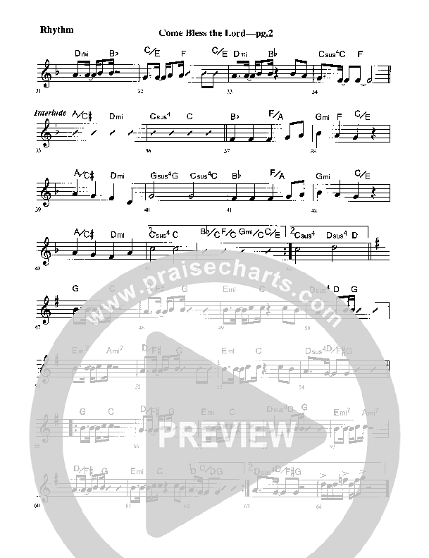 Come Bless The Lord Rhythm Chart (Rick Muchow)
