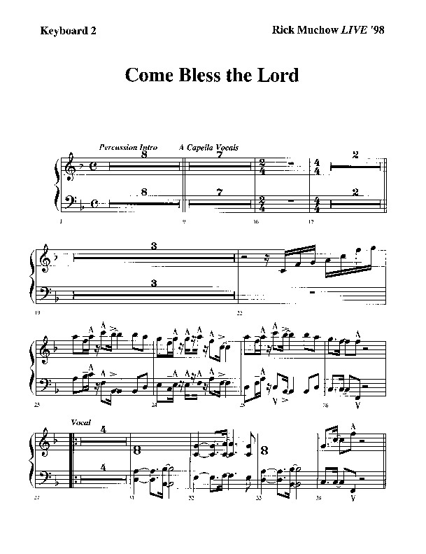 Come Bless The Lord Synth (Rick Muchow)
