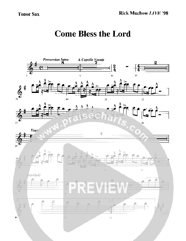 Come Bless The Lord Tenor Sax 2 (Rick Muchow)