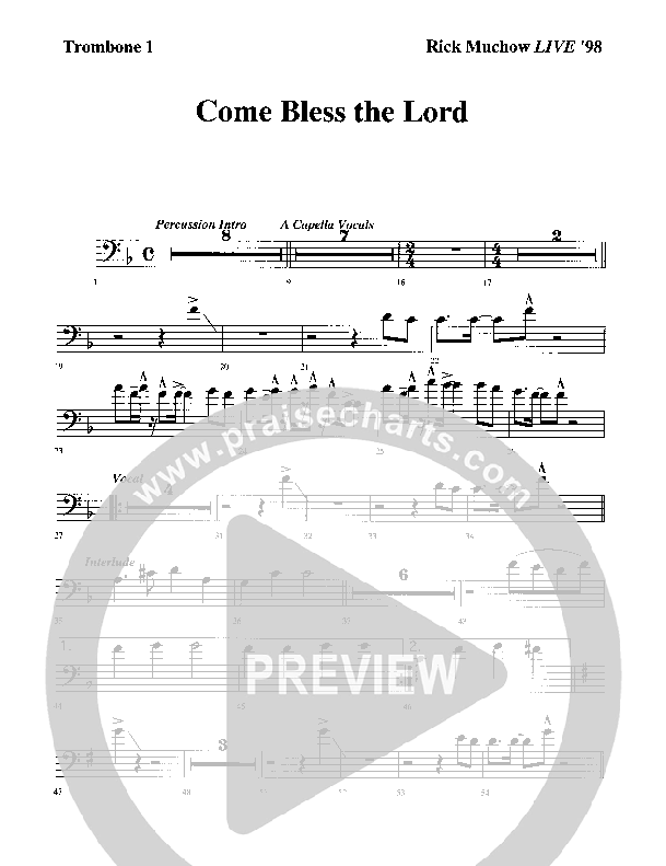 Come Bless The Lord Trombone 1 (Rick Muchow)