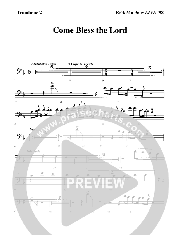 Come Bless The Lord Trombone 2 (Rick Muchow)