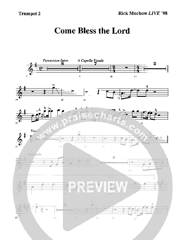 Come Bless The Lord Trumpet 2 (Rick Muchow)
