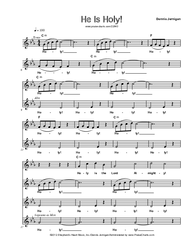 He Is Holy Lead Sheet (Dennis Jernigan)