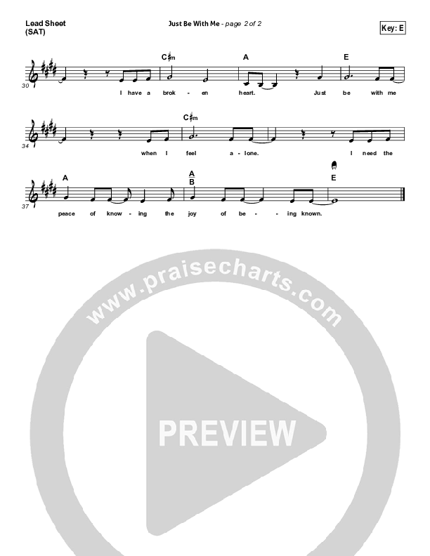 Just Be With Me Lead Sheet (Dennis Jernigan)
