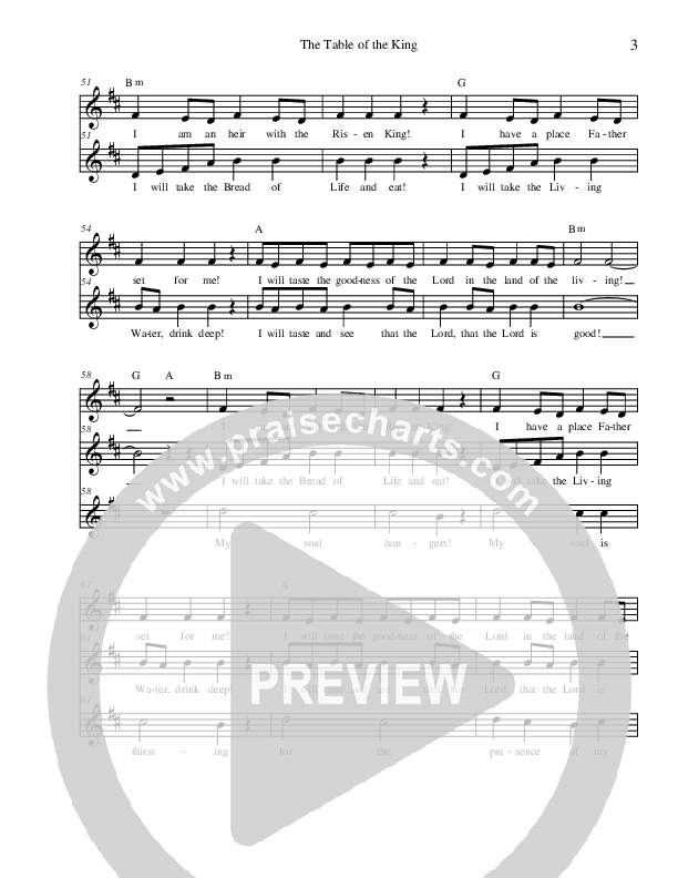 The Table Of The King Lead Sheet (Dennis Jernigan)