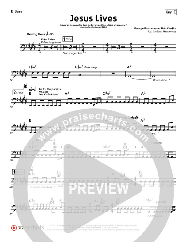 Jesus Lives Bass Guitar (Sovereign Grace)