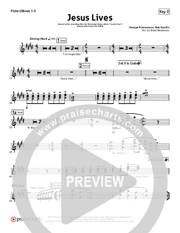 Jesus Lives Flute/Oboe 1/2/3 (Sovereign Grace)