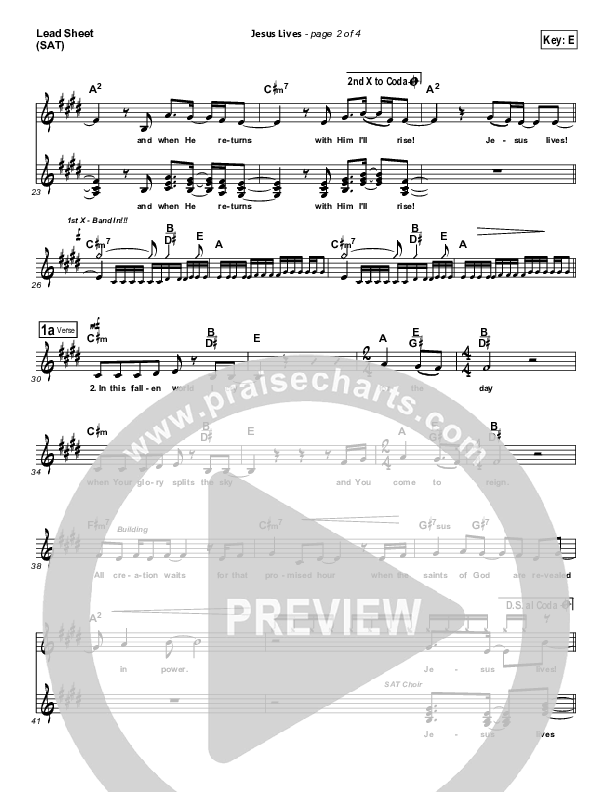 Jesus Lives Lead Sheet (Sovereign Grace)